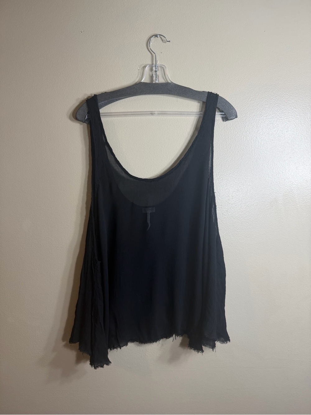 Free People Karmen Tank Black Sheer Gauze Raw Hem Swing Tank M - Picture 2 of 7